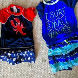2 sets swim trunks rashguard 2t